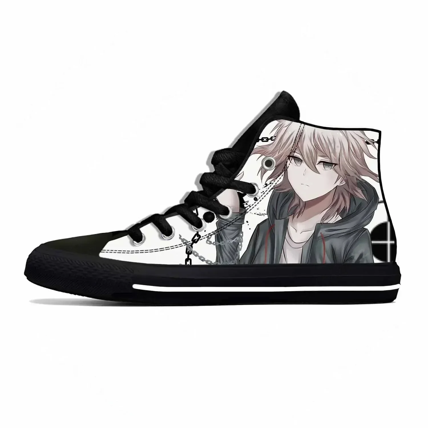 Board Game Print - รองเท้าผ้าใบลำลองลายการ์ตูนอนิเมะ Danganronpa Komaeda Nagito สำหรับฤดูร้อน แบบหุ้มข้อสูง