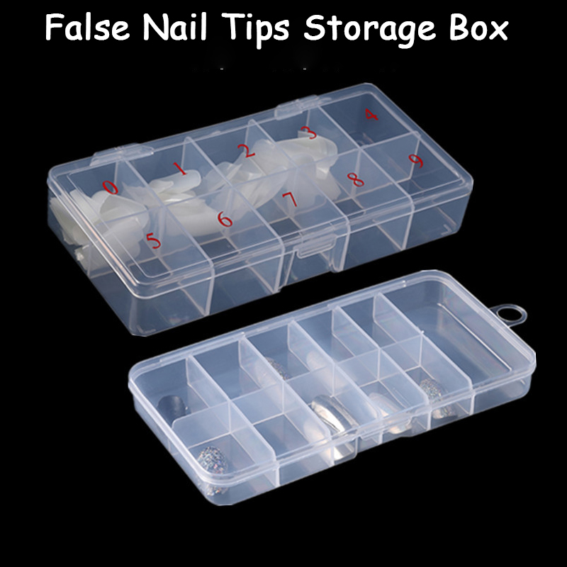 Token Tray Organizer - 1 กล่องเคล็ดลับเล็บที่ว่างเปล่าจัดเก็บกล่อง 10 กริดโปร่งใสกล่องคอนเทนเนอร์สําหรับคริสตัล/เครื่องประดับ/glitters เคล็ดลับเล็บพลาสติกกล่อง