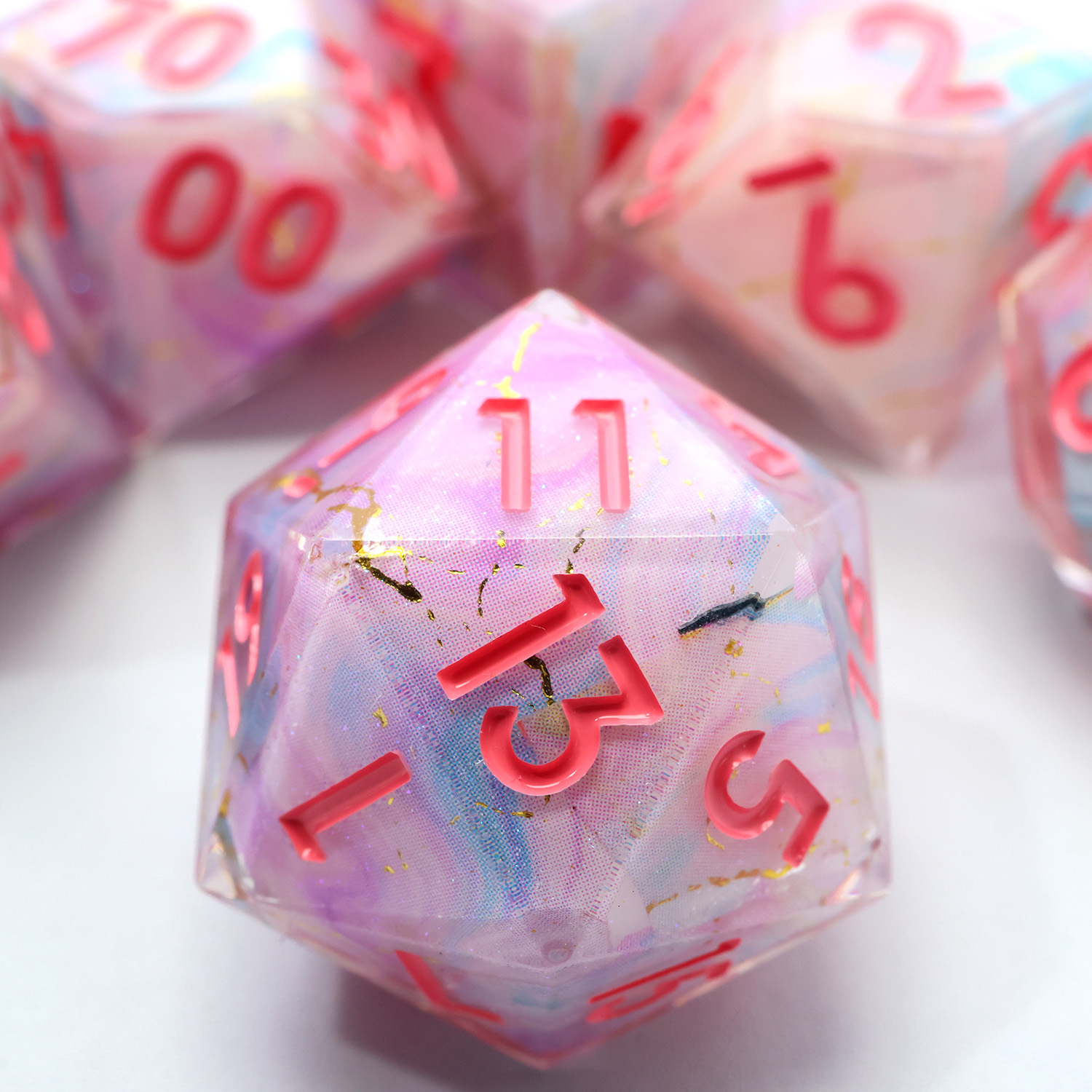 Board Game Roleplay - Ombre หินอ่อนฝาครอบลูกเต๋า RPG-Handmade Gradient Polyhedral เรซิ่น