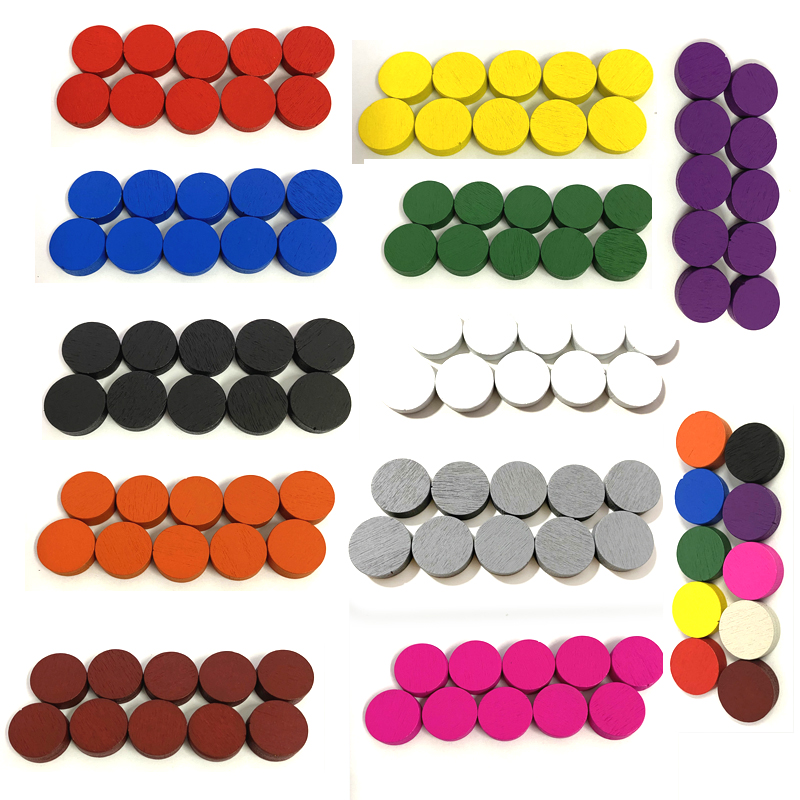 Board Game Catan - 50 ชิ้น 15*5 มม.11 สีไม้ Disk