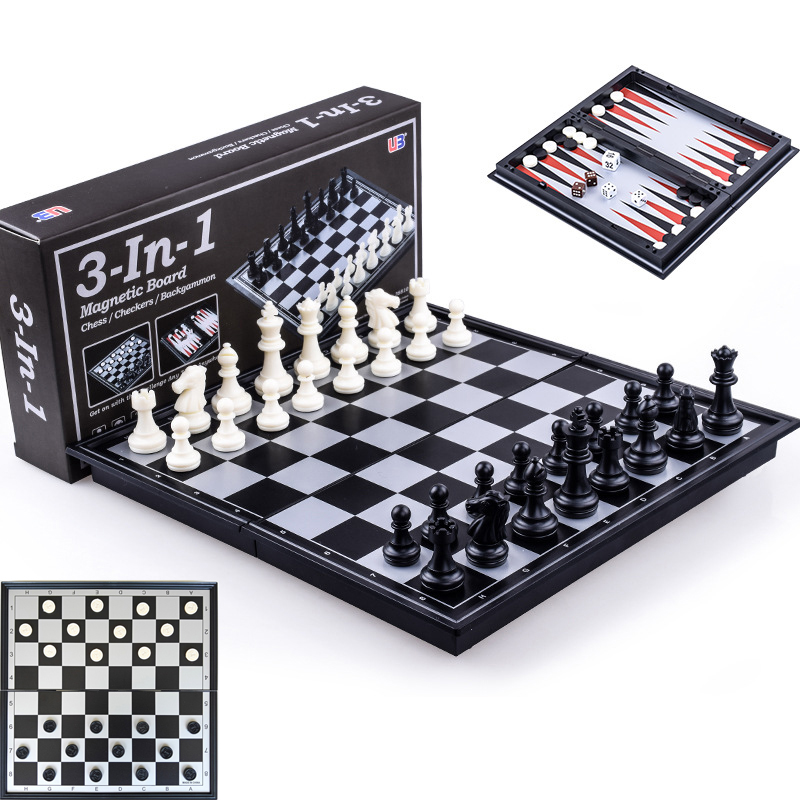 Board Game Vantage - กระดานเกมหมากรุกแม่เหล็กพับได้ 25 ซม. หมากฮอส แบ็คแกมมอน 3-in-1