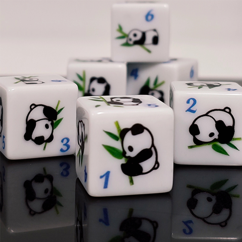 Board Game Print - Panda พิมพ์ 6 ด้านเกมลูกเต๋า 16 มม.ชุดลูกเต๋าสําหรับเกมกระดาน/การสอนคณิตศาสตร์