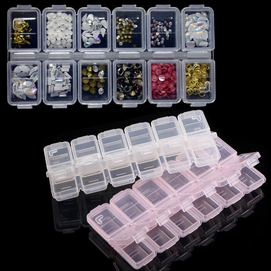 Token Tray Organizer - กล่องเก็บของพลาสติก 12 ช่องสำหรับจัดเก็บเพชรเทียม, อุปกรณ์ทำเล็บ, กล่องเก็บเครื่องประดับ, กล่องใส่ลูกปัดและชิ้นส่วนต่างๆ