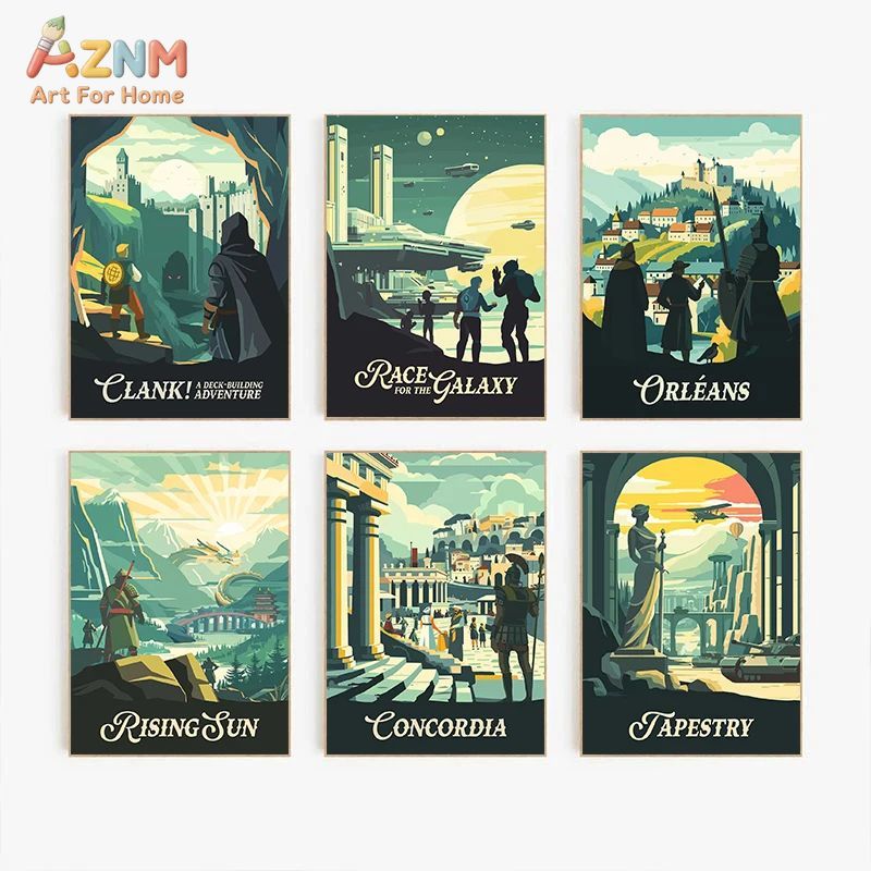AZNM Retro Board Game Art โปสเ - Board Game Print บทวิจารณ์และราคา