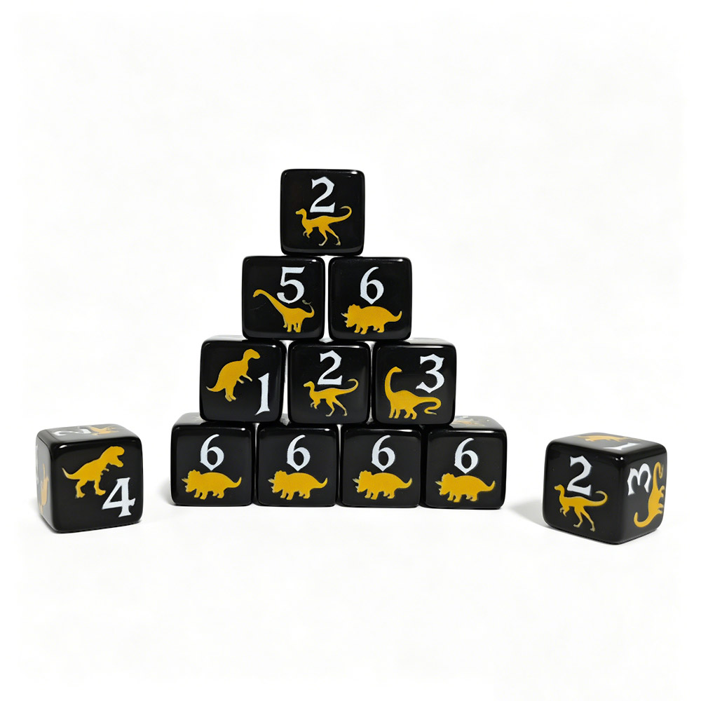 12 ชิ้น ลูกเต๋าอะคริลิคไดโนเสา - Board Game Print บทวิจารณ์และราคา
