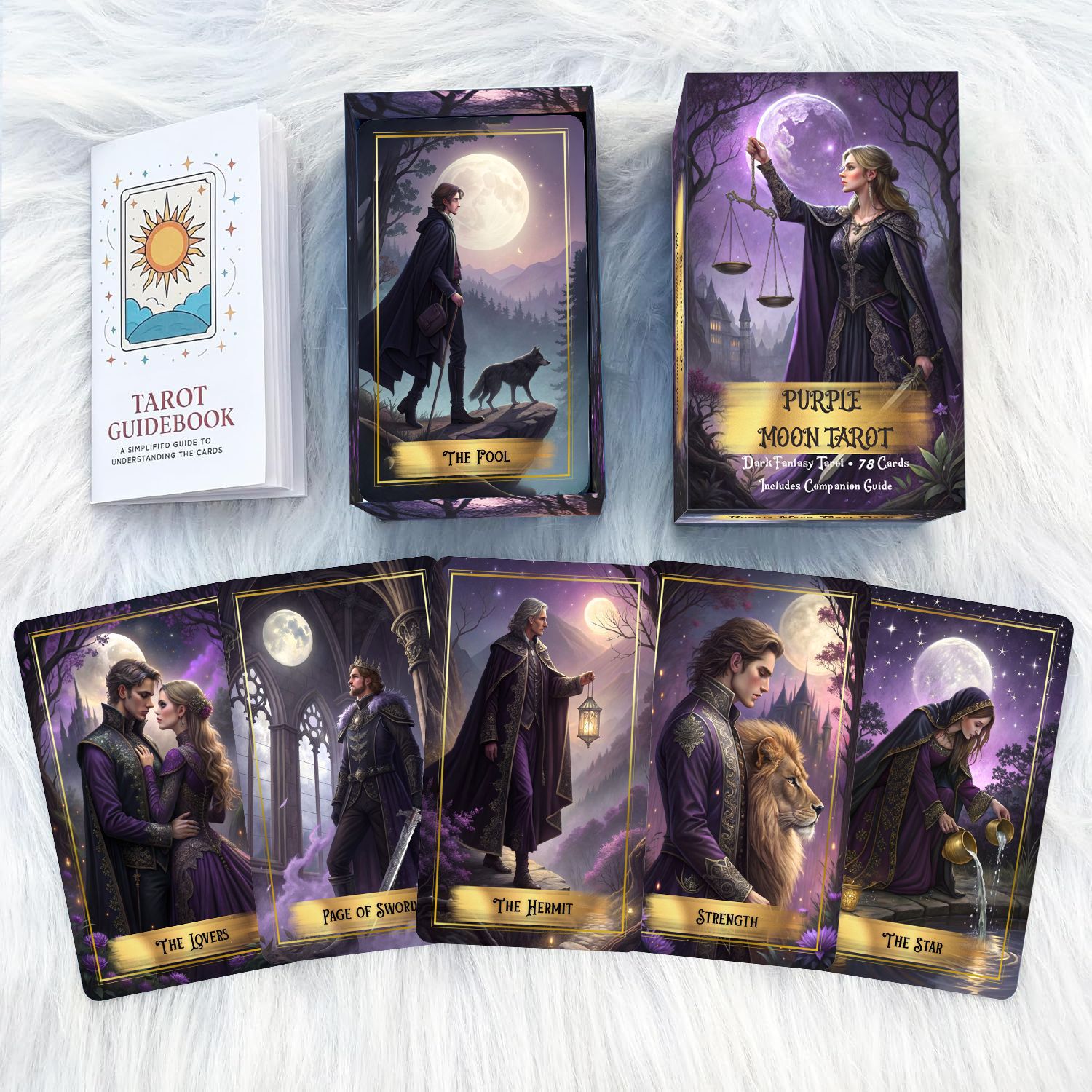ชุดไพ่ทาโรต์มูนสีม่วงพร้อมคู่ม - Board Game Oracle บทวิจารณ์และราคา