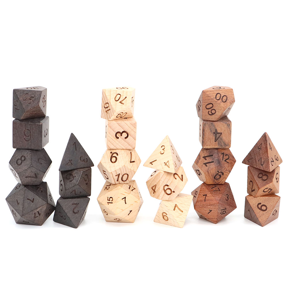 7 ชิ้น/เซ็ต ลูกเต๋าไม้ d4-d20  - Board Game Roleplay บทวิจารณ์และราคา